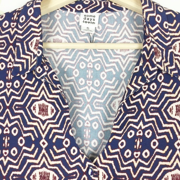 Somedays Lovin Day Tripper Geometric Boho V Neckline Blouse S - Picture 4 of 6